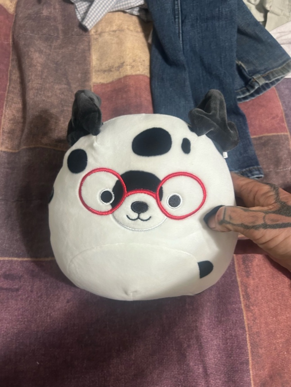 Squishmallows Black, White & Red Panda Plush with Embroidered Glasses